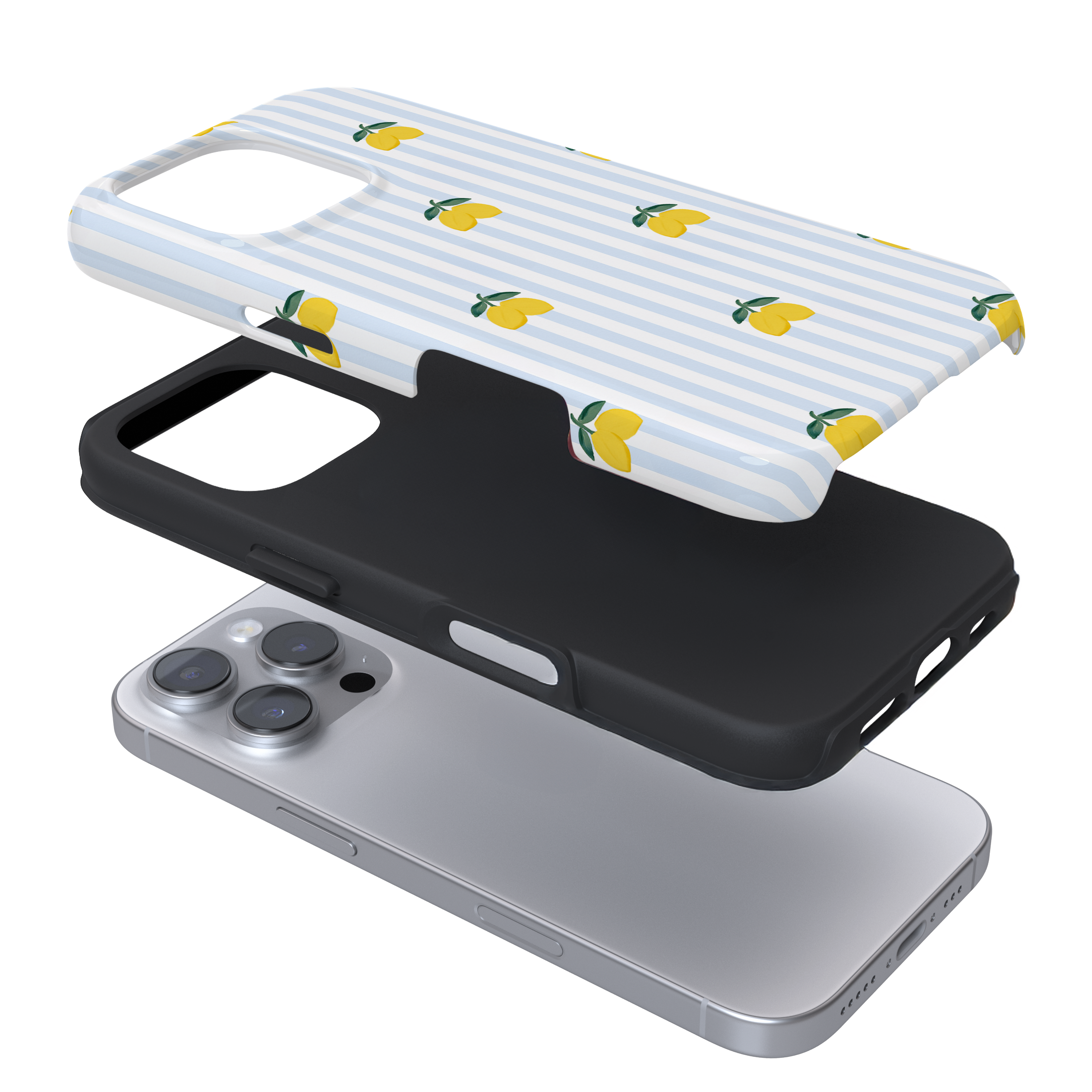 Tough Phone Case - Blue Stripe Lemons
