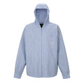 F2CE vertical stripe zipper shirt jacket men's heavyweight embroidered shirt pure cotton trendy loose hooded casual jacket