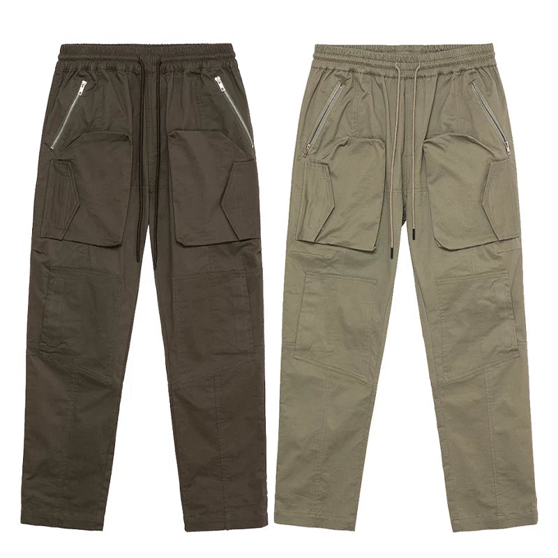 F2CE functional multi pocket workwear casual pants autumn loose strap men's American trend Vibe style high street pants