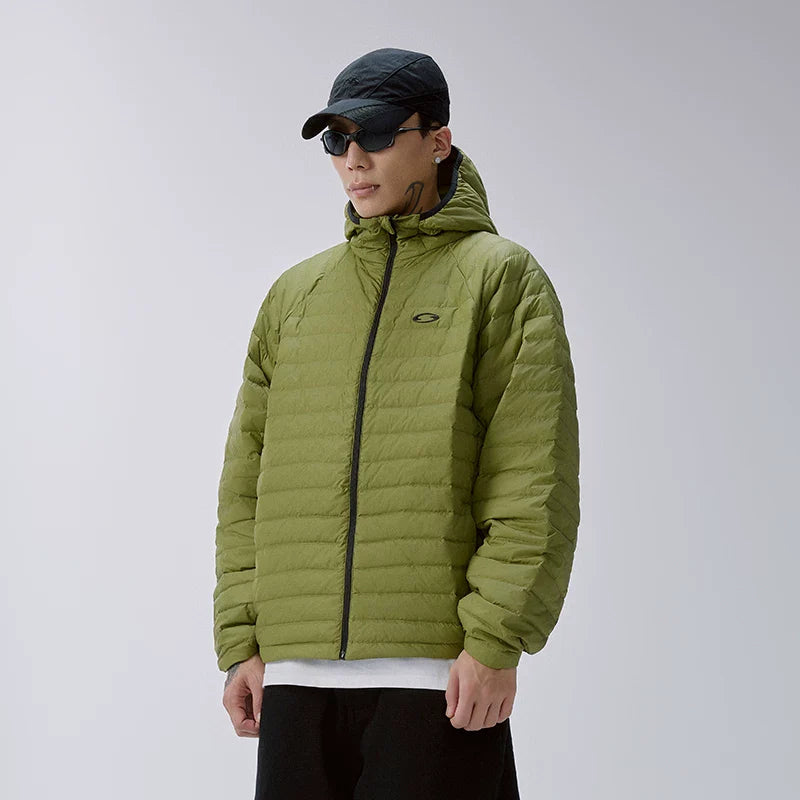 F2CE American trend 90 white duck down hooded pork ribs lightweight outdoor down jacket men's winter couple top jacket