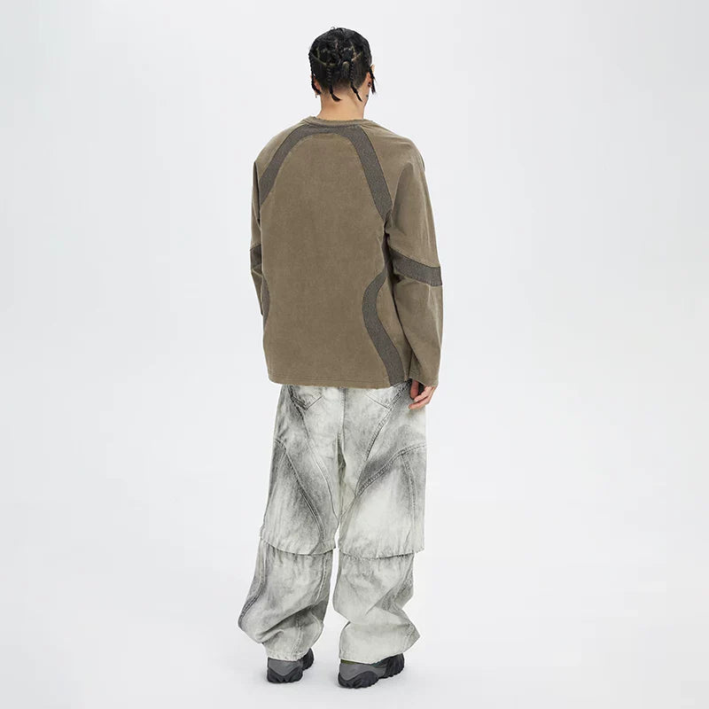 FCE detachable one pair, two pairs, loose straight leg, worn, paratrooper pleated pants, workwear, denim pants, 7-inch shorts