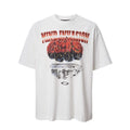 F2CE American high street cyberwind brain print short sleeved loose oversized silhouette couple casual T-shirt trend
