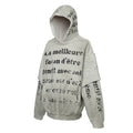 F2CE double-layer heavy-duty deconstruction, old destruction, mud dye printing slogan, loose hooded wide sweatshirt for men and women