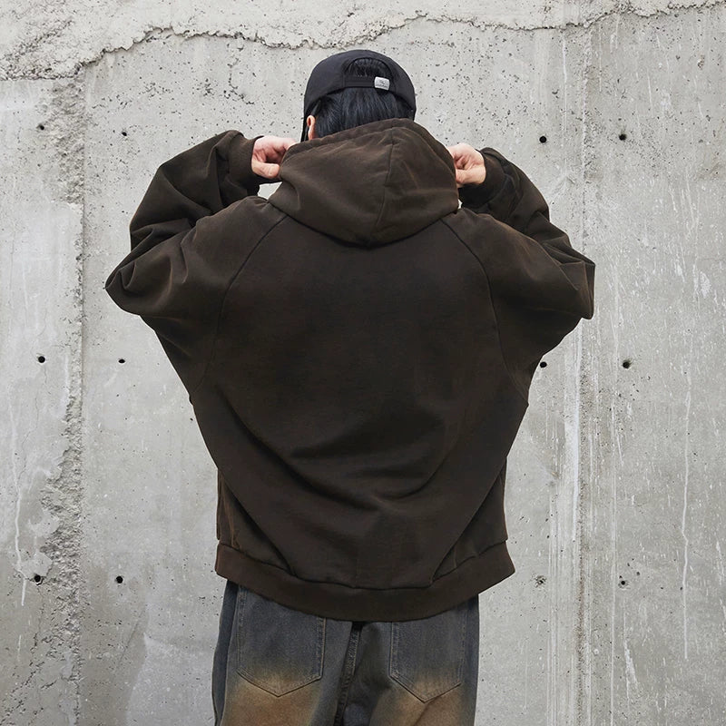 F2CE Autumn/Winter Vintage Graffiti Printed Hoodie American Trendy High Street Vibe Hoodie Couple Hoodie