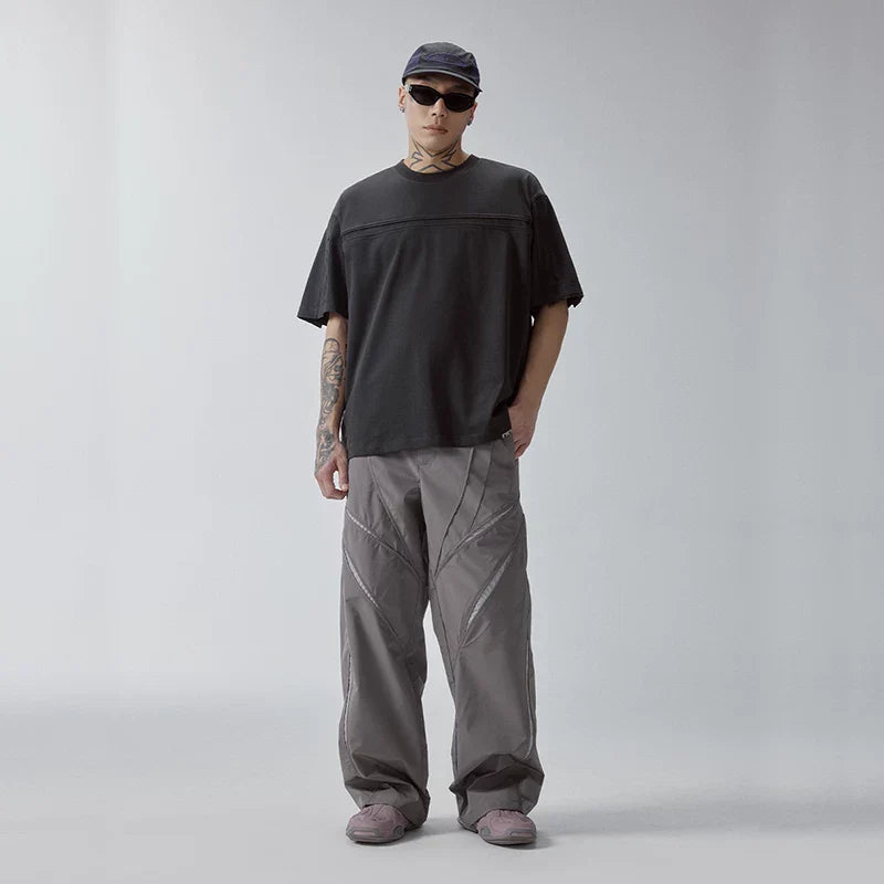 F2CE functional workwear pants with spliced hollow out casual pants, loose men's American trend, Vibe style high street pants, spring and summer