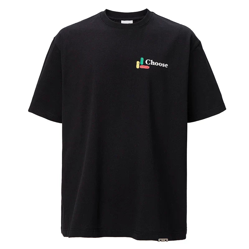 F2CE basic color slogan print couple short sleeved heavy loose cleanfit simple versatile T-shirt for men and women