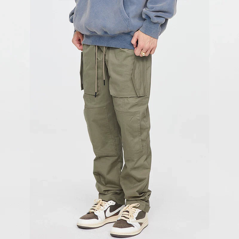 F2CE functional multi pocket workwear casual pants autumn loose strap men's American trend Vibe style high street pants