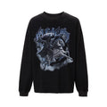 F2CE American washed vintage dark print loose heavyweight long sleeved T-shirt trendy men's and women's round neck base shirt