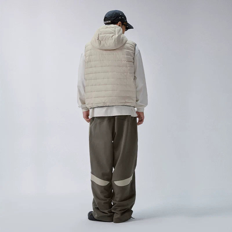 F2CE American trend 90 white duck down hooded pork ribs lightweight outdoor down vest men's couple top jacket