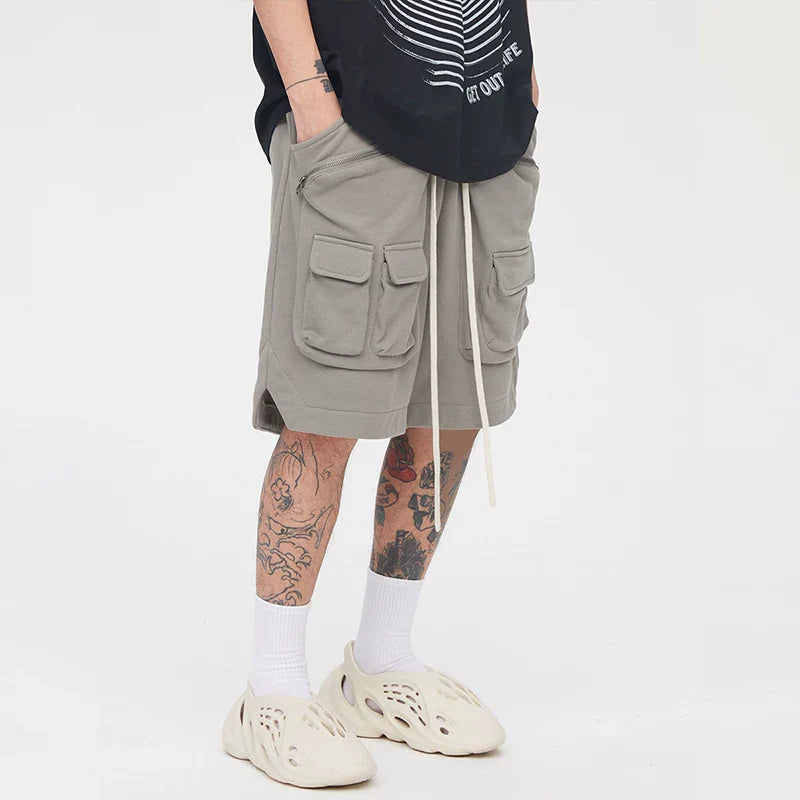 F2CE American style trendy high street Vibe looped multi pocket zipper tactical workwear functional heavyweight loose shorts for men