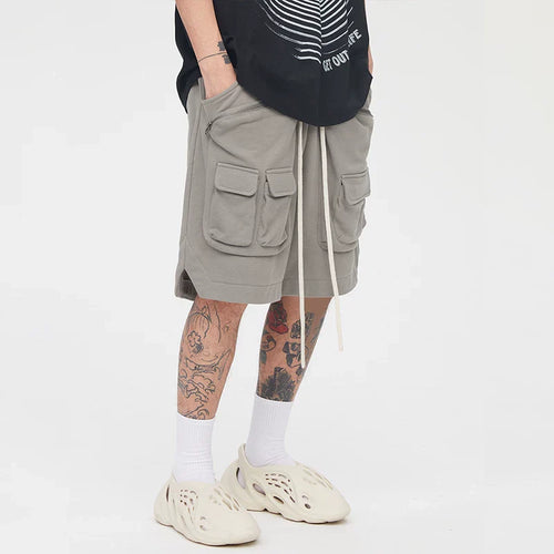 F2CE American style trendy high street Vibe looped multi pocket zipper tactical workwear functional heavyweight loose shorts for men