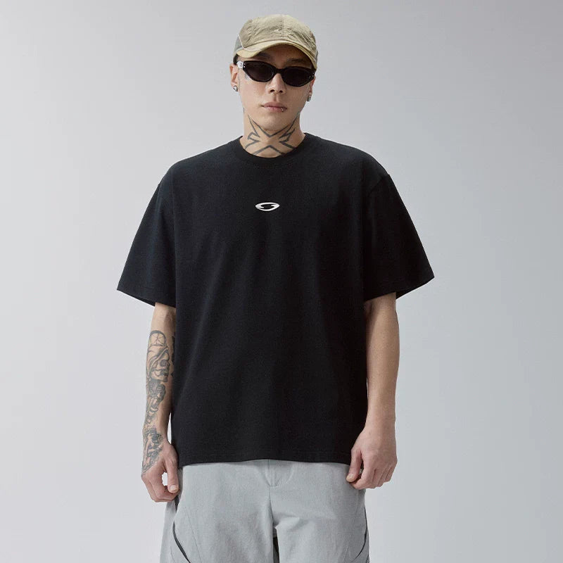F2CE basic logo printed couple short sleeved heavy loose retro cleanfit simple versatile T-shirt for men and women