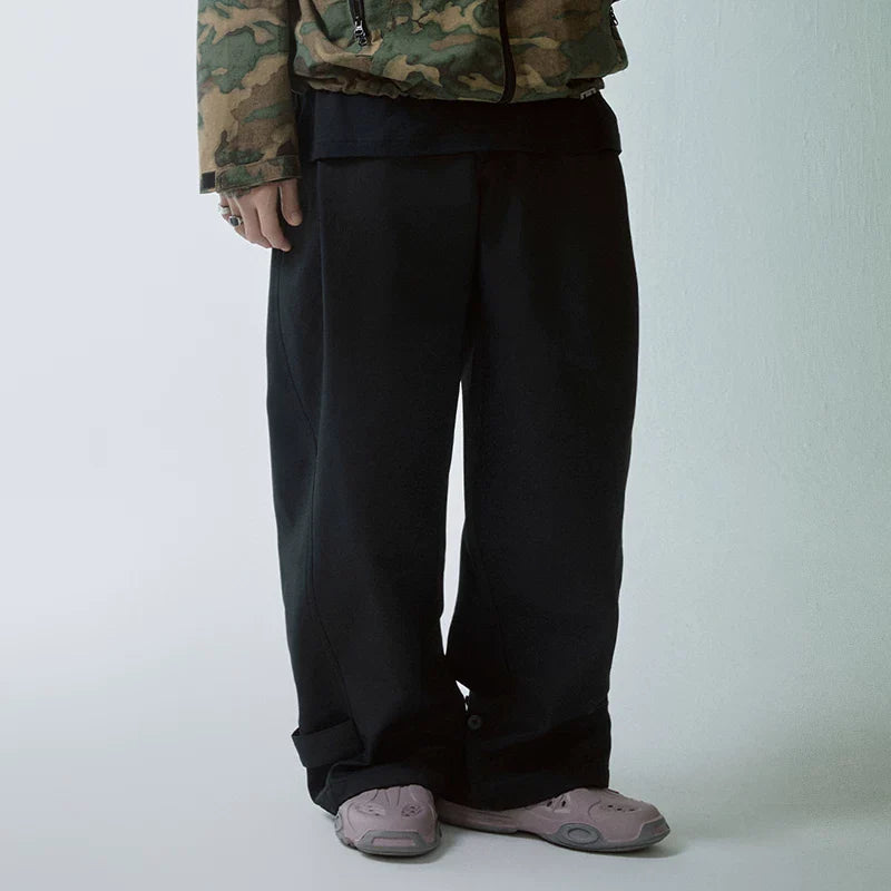 F2CE Unisex High Street Wide-Leg Casual Trousers, Clean Fit Relaxed Straight-Leg Pants, Minimalist Streetwear