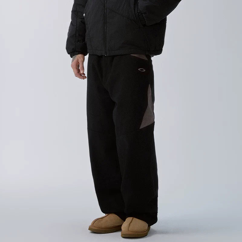 F2CE splicing contrasting functional work pants, loose straight leg men's trendy Vibe style high street pants, casual pants for autumn and winter