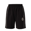 F2CE American style retro college emblem sports shorts black pure cotton side striped loose casual pants