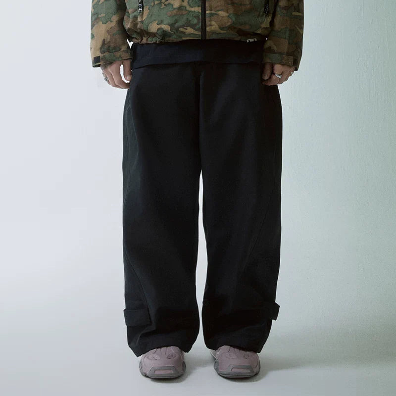 F2CE Unisex High Street Wide-Leg Casual Trousers, Clean Fit Relaxed Straight-Leg Pants, Minimalist Streetwear
