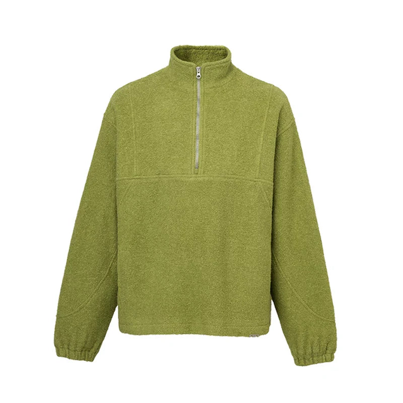 F2CE trendy loose and warm wool fleece sweater, Vibe jacket, autumn and winter stand collar half zipper couple jacket