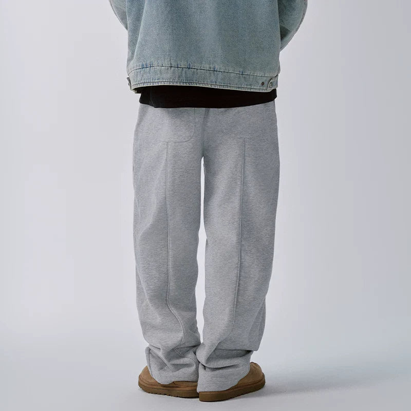 F2CE American heavyweight cleanfit gray sweatpants men's trendy patchwork loose wide leg casual pants sports pants