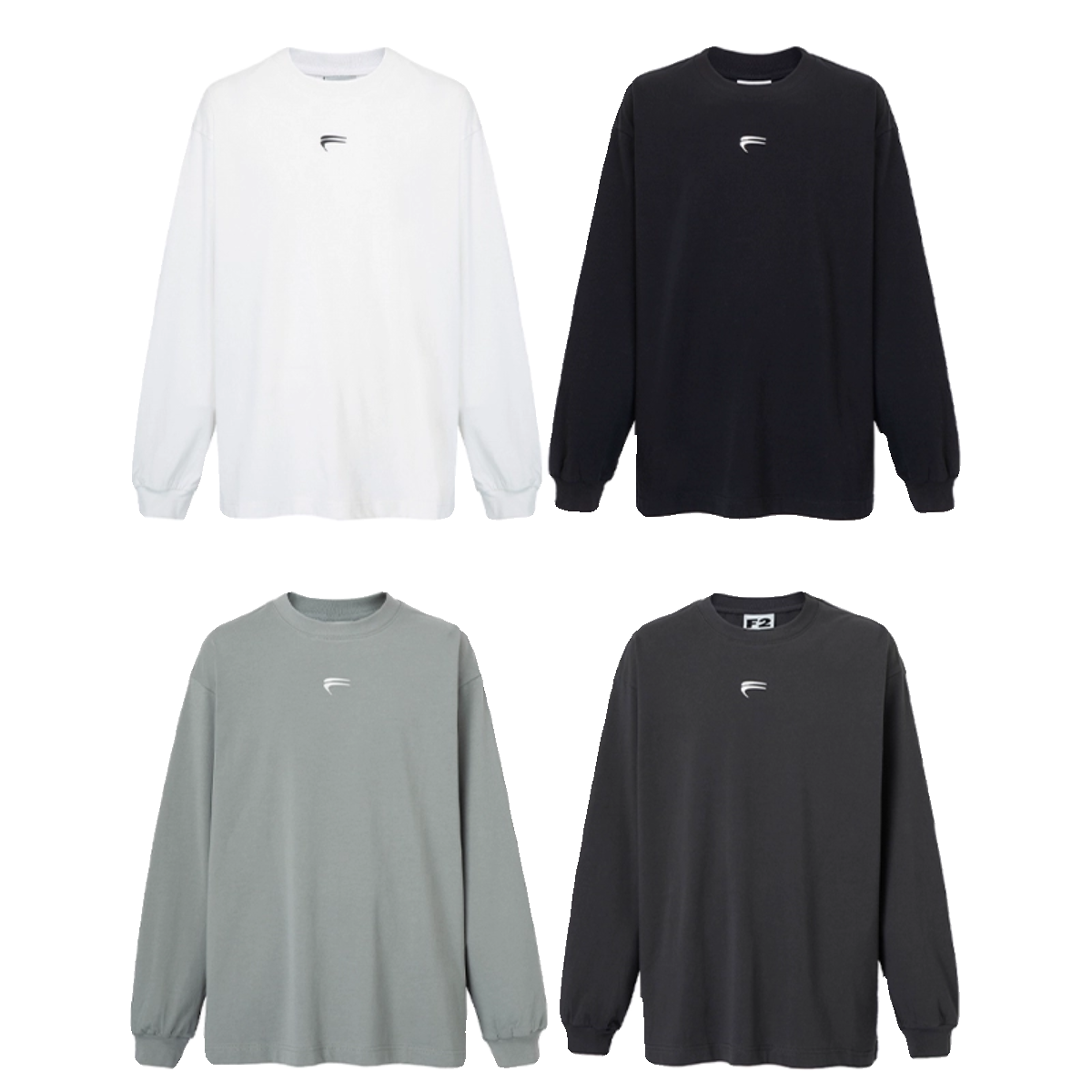 F2CE autumn and winter long sleeved multi-color trendy basic print loose casual couple pure cotton inner layer men's T-shirt base shirt