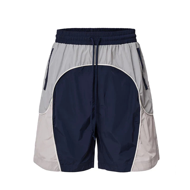 F2CE Urban Functional American Trendy Contrast Splicing Sports Shorts Summer Breathable Loose Straight Casual Middle Pants