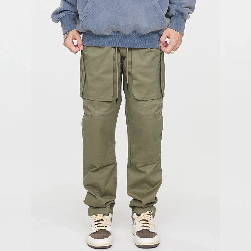 F2CE functional multi pocket workwear casual pants autumn loose strap men's American trend Vibe style high street pants
