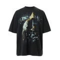F2CE Heavy duty Washed Old American Retro Vintage High Street Trendy Printed T-shirt Summer Loose Casual Short Sleeve