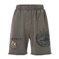 F2CE Trendy Loose Washed Outdated Printed Stamp Hairy Casual Versatile Shorts Men's Beach Pants Pentagram Pants