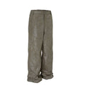F2CE deconstructive splicing trend pants, loose straight leg silhouette, distressed pattern, brushed wax, Vibe style versatile casual pants
