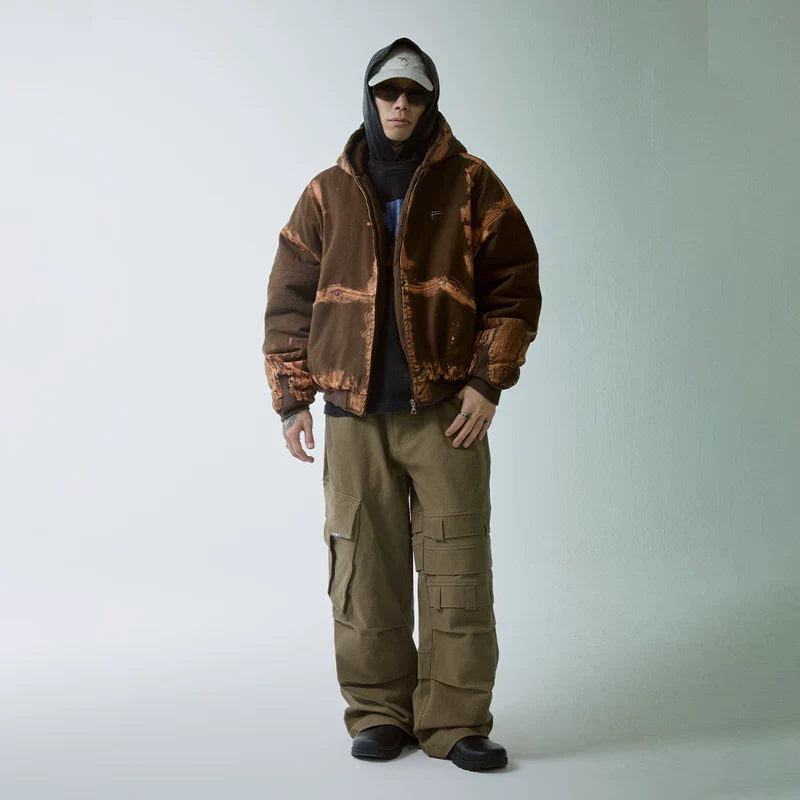 F2CE High Street American Heavy duty Large Pocket Loose Straight Bullet Pants Vibe Deconstructed Splicing Casual Work Pants