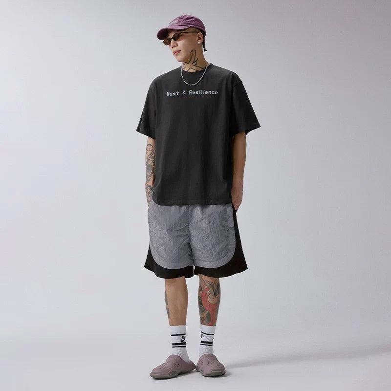 F2CE summer lightweight outdoor metal nylon splicing trend sports five point beach pocket workwear drawstring shorts