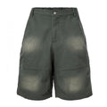 F2CE vintage loose trendy shorts American high street men's summer pocket wide leg workwear washed gradient cropped pants