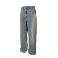 F2CE fashion deconstruction splicing old washed denim jeans men's heavyweight retro loose straight leg wide leg versatile pants