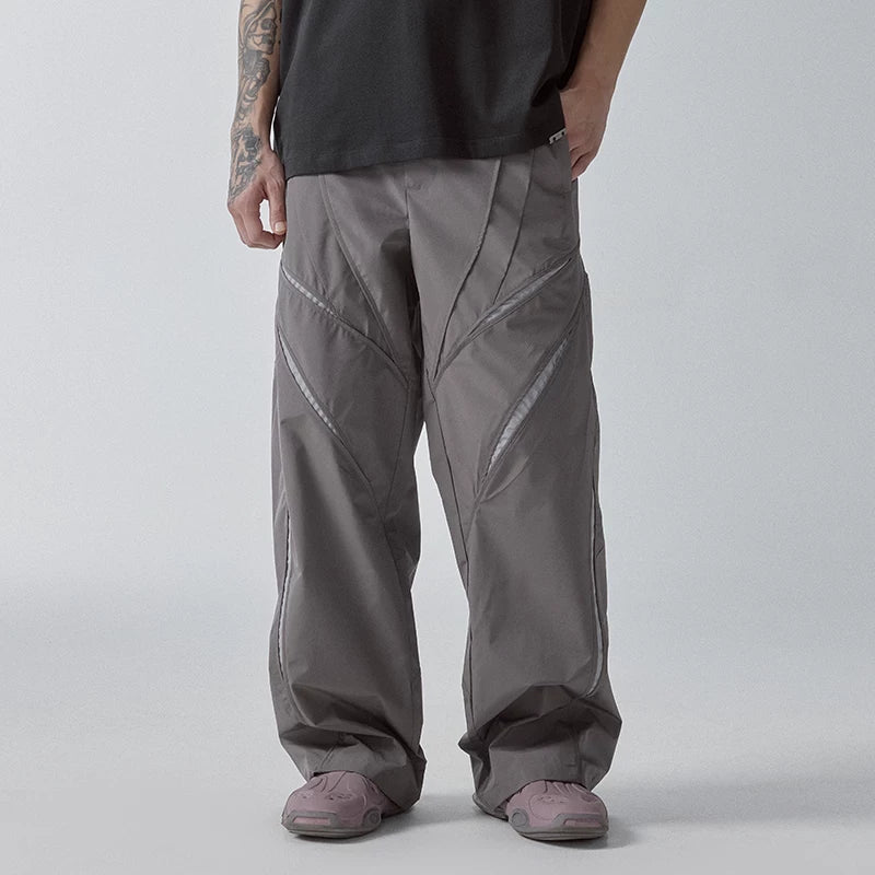 F2CE functional workwear pants with spliced hollow out casual pants, loose men's American trend, Vibe style high street pants, spring and summer