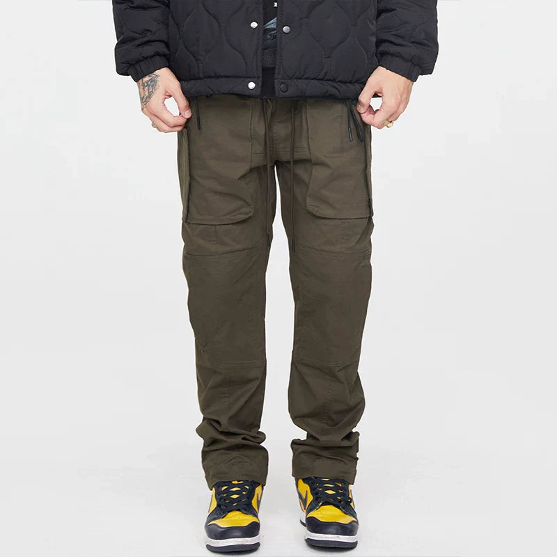 F2CE functional multi pocket workwear casual pants autumn loose strap men's American trend Vibe style high street pants