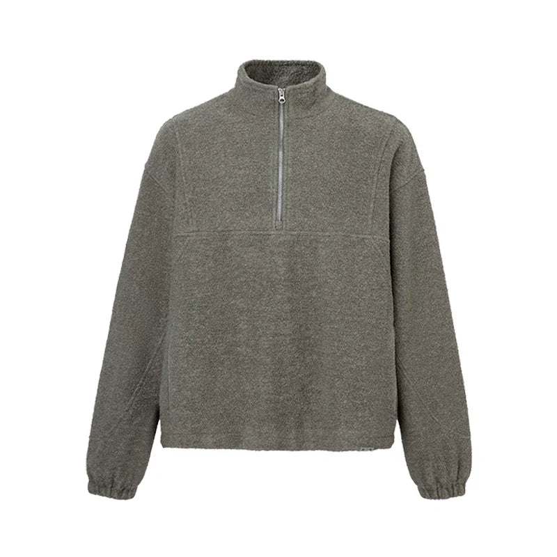 F2CE trendy loose and warm wool fleece sweater, Vibe jacket, autumn and winter stand collar half zipper couple jacket