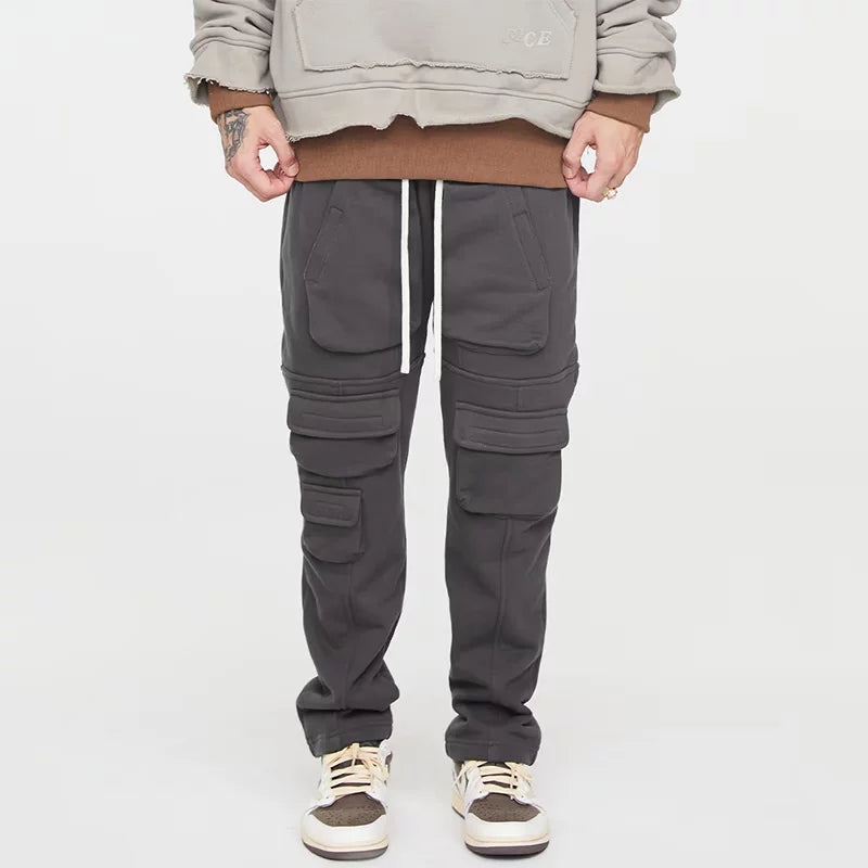F2CE multi pocket sweatpants with sports function, loose drawstring work pants, high street pants, Vibe casual pants