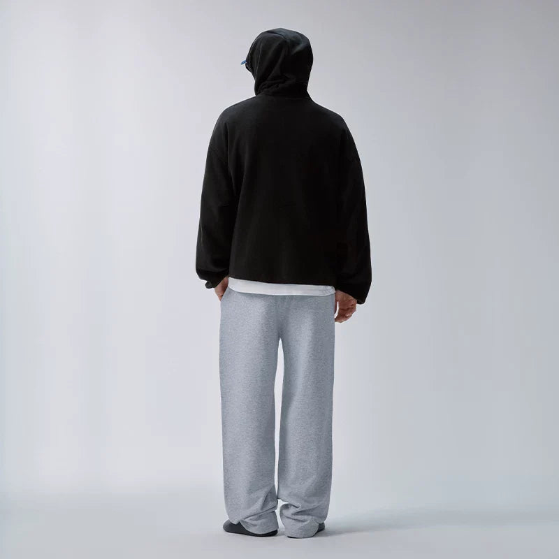 F2CE retro thick pullover hooded half zip sweatshirt with fleece fleece cap for couples, loose autumn and winter American jacket