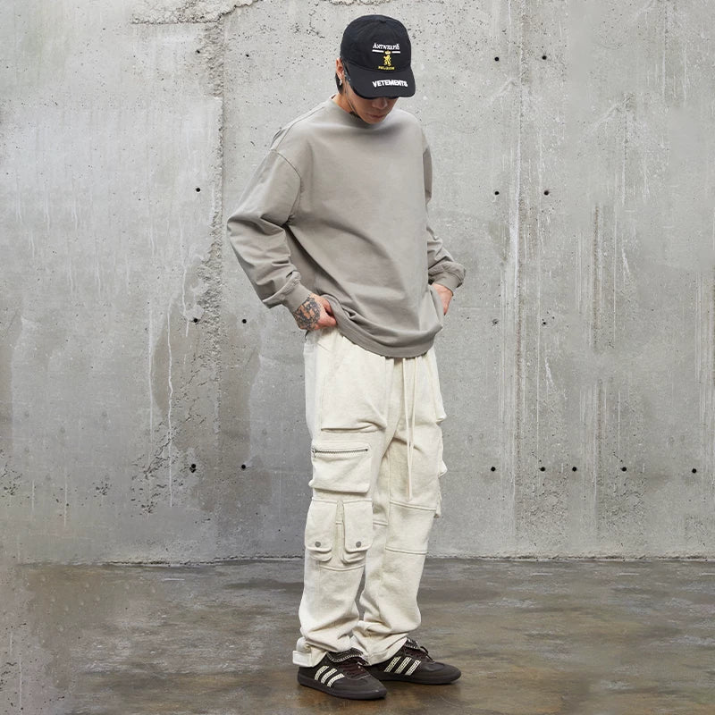 F2CE Gun Bag Tactical Vibe Function Multi Zipper Three Dimensional Pocket Work Pants Casual Loose All Cotton Straight leg Guard Pants
