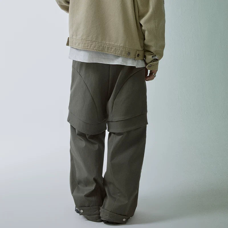 F2CE split splicing functional workwear casual pants autumn and winter loose wide leg American trend Vibe style high street pants