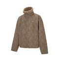 F2CE Trendy Mountain Carving with Velvet Thickened Warm and Cold Resistant Coat for Men, Heavy Weight Old Suede Leather Jacket, Wool Collar Cotton Jacket