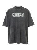 F2CE basic slogan print summer couple short sleeved heavyweight vintage clean fit simple T-shirt for men and women