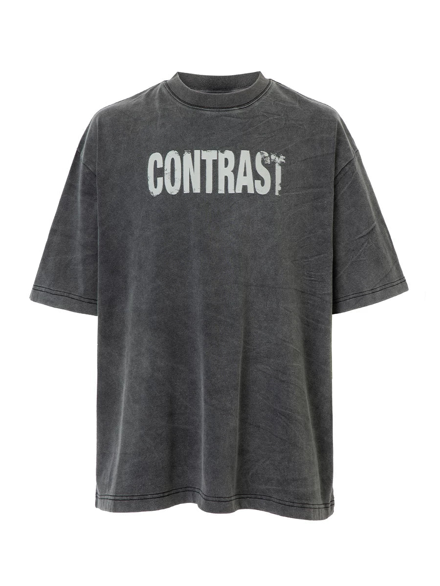 F2CE basic slogan print summer couple short sleeved heavyweight vintage clean fit simple T-shirt for men and women