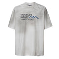 F2CE trendy vintage mud dye printed slogan short sleeved loose wide couple casual versatile T-shirt