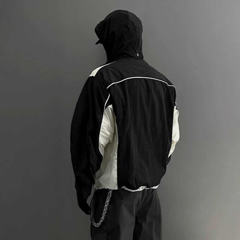 F2CE splicing color blocking detachable cap loose short wide version trendy high arcade casual charging jacket jacket