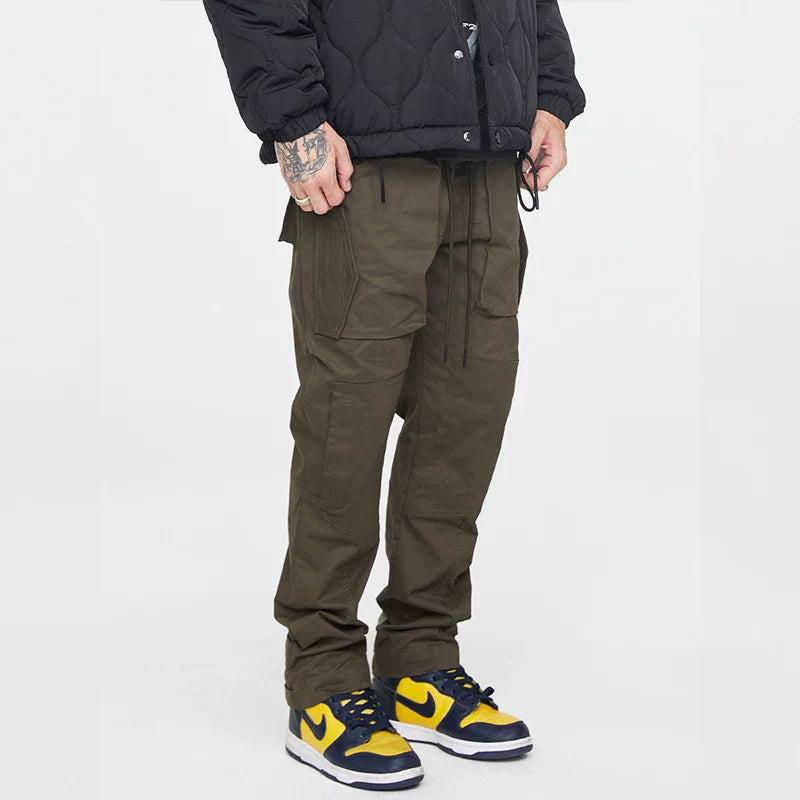 F2CE functional multi pocket workwear casual pants autumn loose strap men's American trend Vibe style high street pants