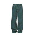 F2CE heavy-duty handmade gradient dyed washed vintage loose straight leg wide leg high street denim casual pants