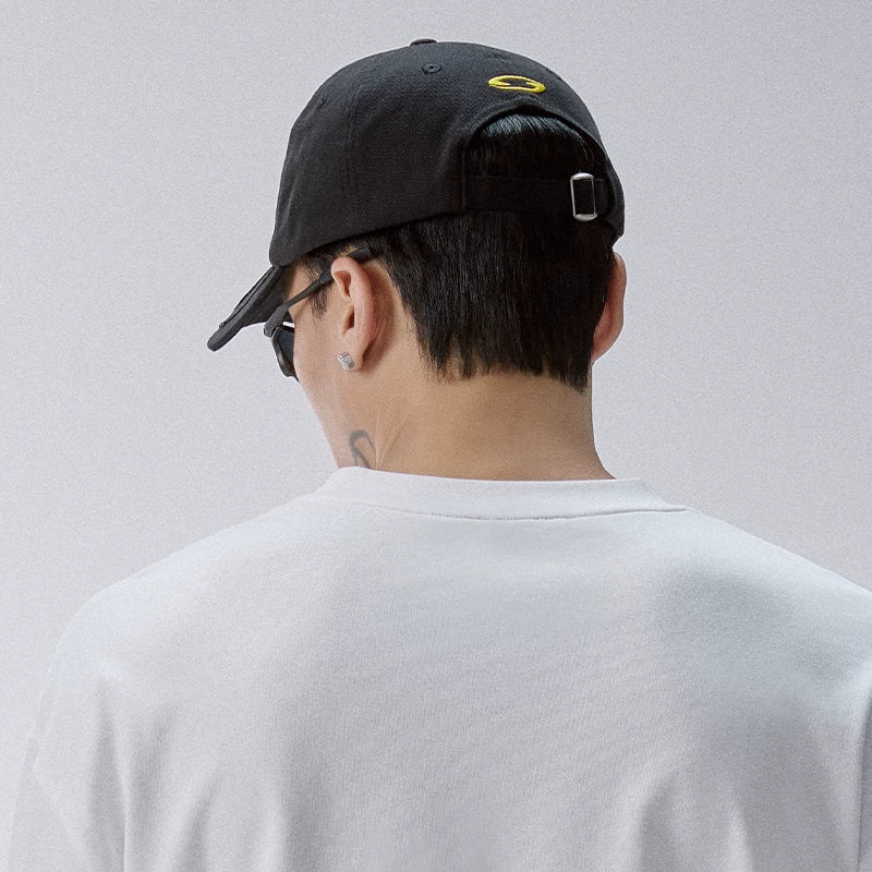 F2CE worn-out embroidered trendy splicing deconstruction baseball cap soft top retro black duckbill hat adjustable for men and women