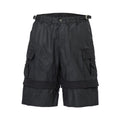 F2CE wax coated workwear knee length shorts, dark and loose silhouette high street Vibe versatile multi pocket cropped pants