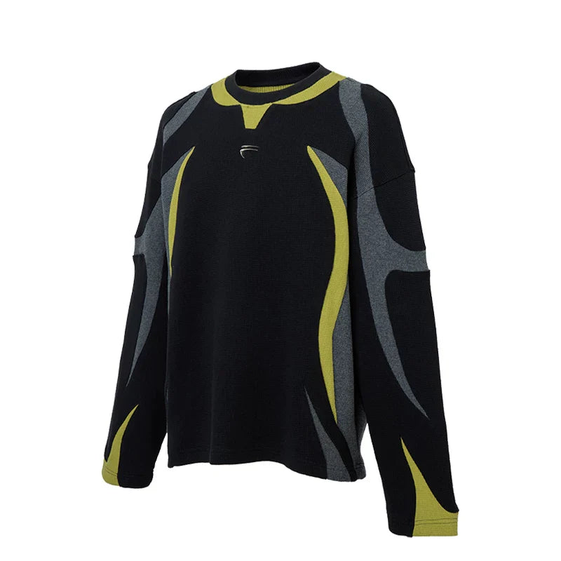 F2CE Trendy High Street Deconstruction Color Contrast Splicing Waffle Loose silhouette Round Neck Autumn/Winter Cleanfit Hoodie