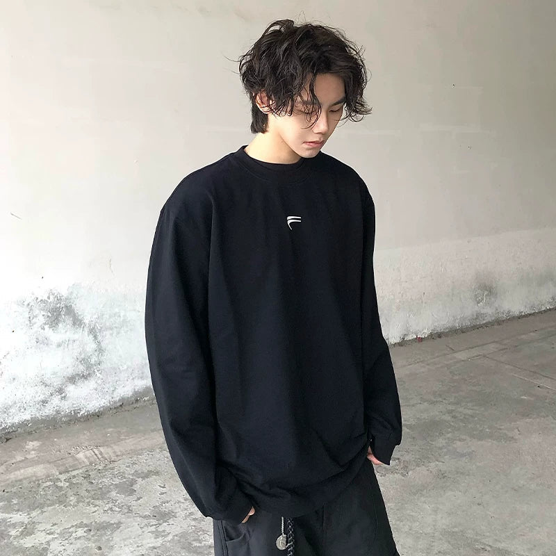 F2CE autumn and winter long sleeved multi-color trendy basic print loose casual couple pure cotton inner layer men's T-shirt base shirt